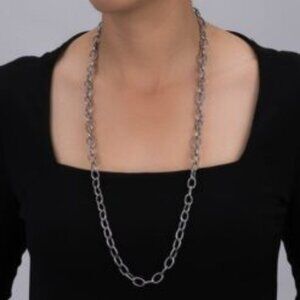 32" Carolyn Pollack 925 Sterling Silver Bold Open Link Chain Necklace Long NEW